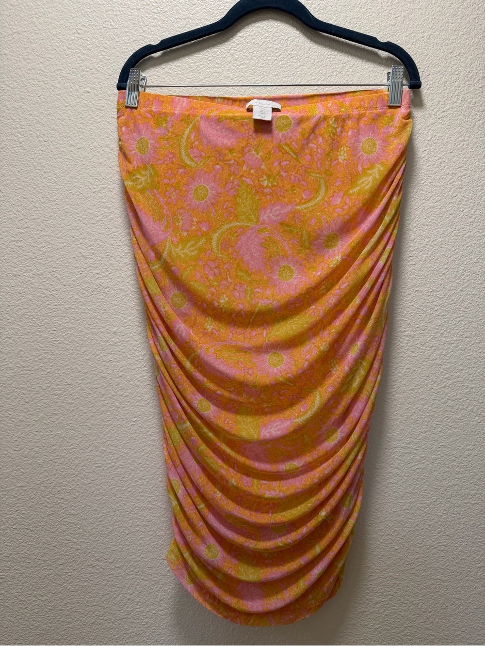 House of Harlow 1960 Pink and Yellow Paisley Midi Skirt